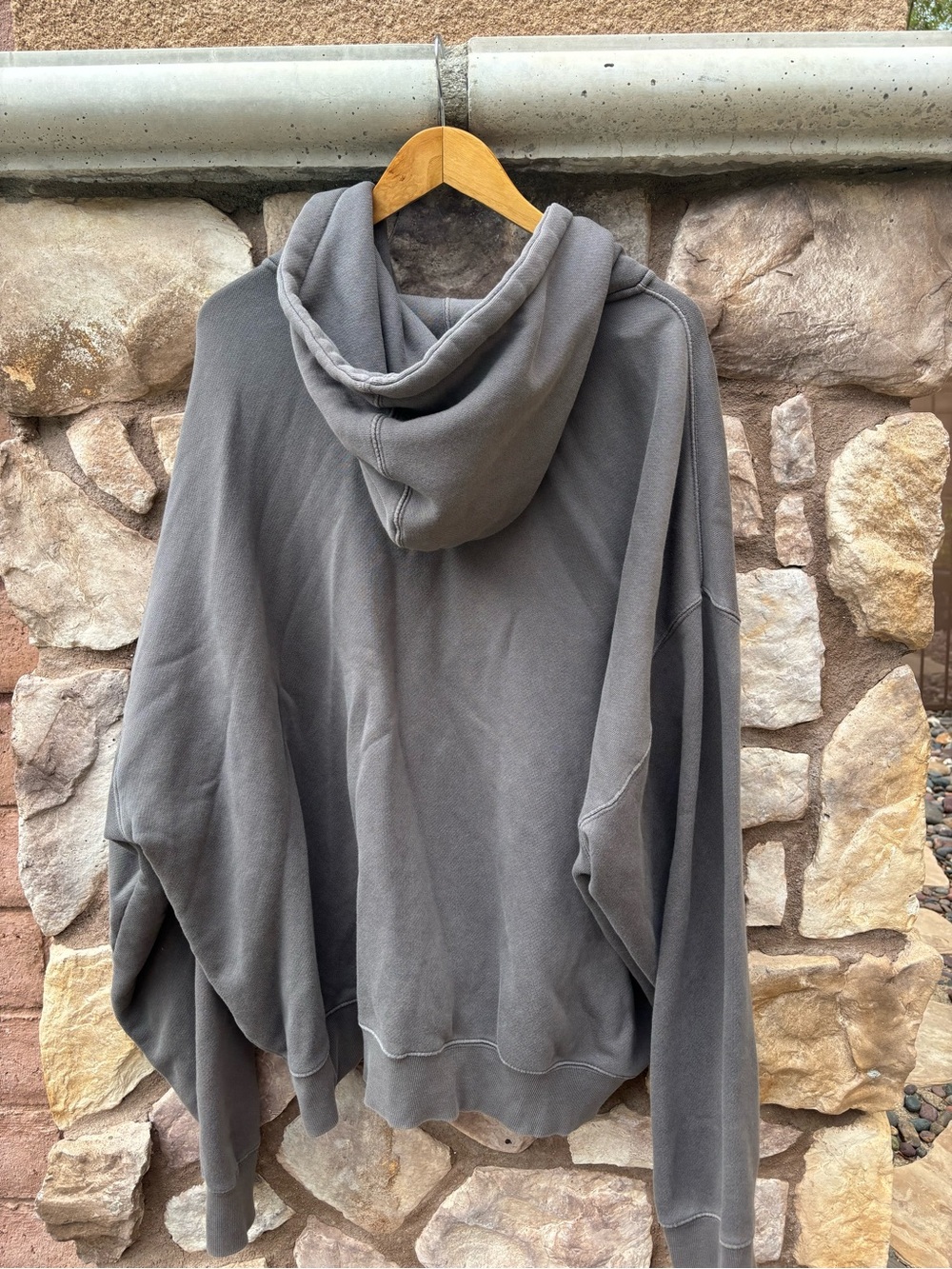Elwood Core Oversize Terry Full Zip Hoodie Mens Size XXL Organic Cotton Gray - Picture 6 of 7